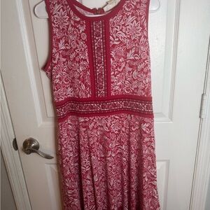Michael Kors Red and White Floral Sleeveless Dress